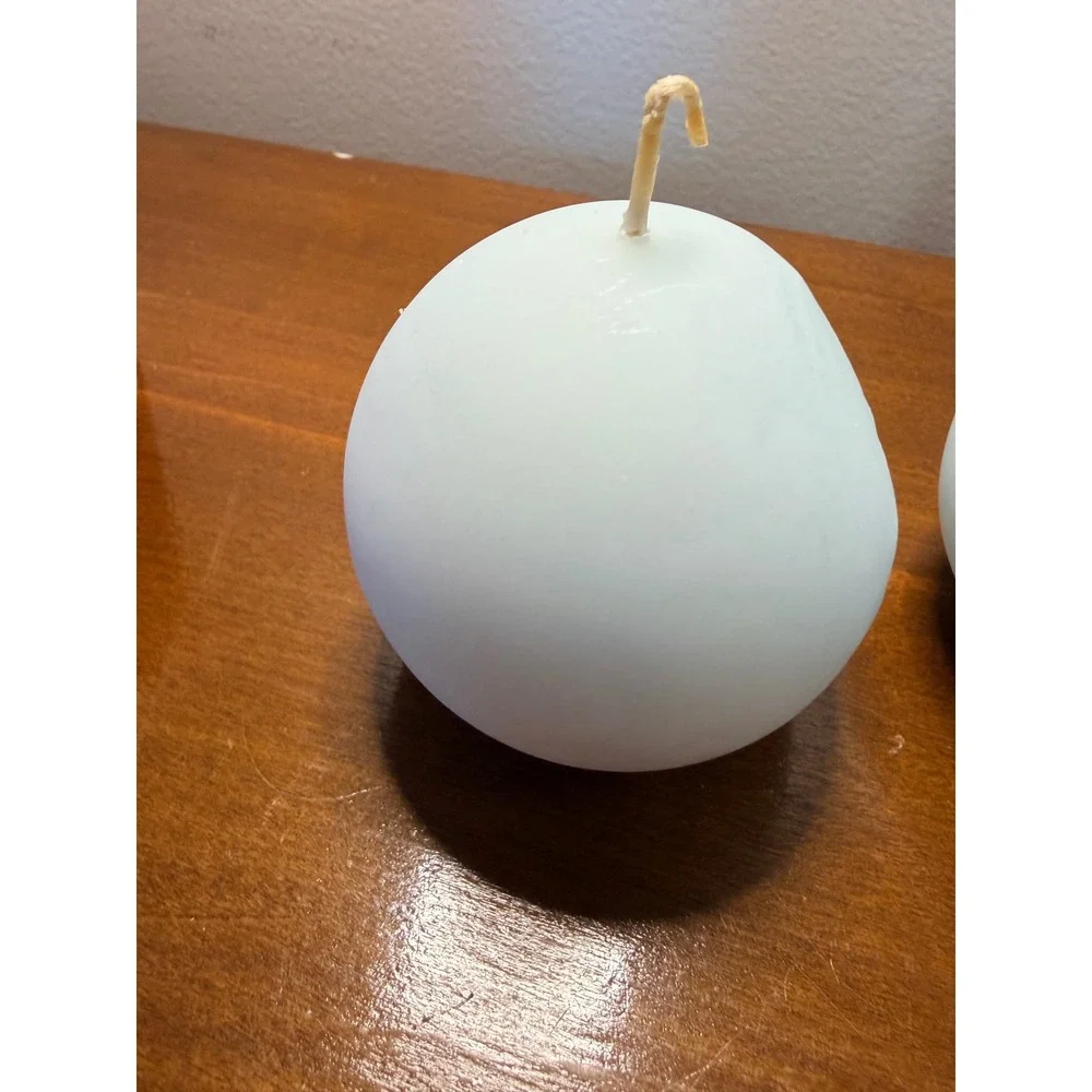 PartyLite Spring Water 3 Inch Ball‎ Candles Set of 2 Light Blue Q36611 NEW